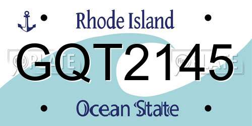 GQT2145 Rhode Island License Plate