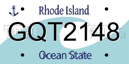 GQT2148 Rhode Island License Plate