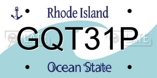 GQT31P Rhode Island License Plate