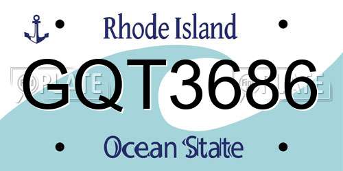 GQT3686 Rhode Island License Plate