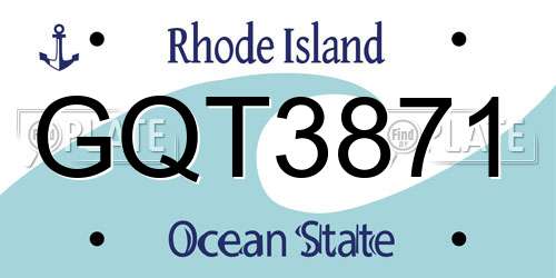 GQT3871 Rhode Island License Plate