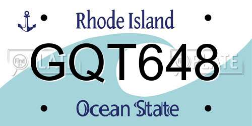 GQT648 Rhode Island License Plate
