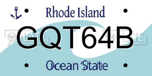 GQT64B Rhode Island License Plate