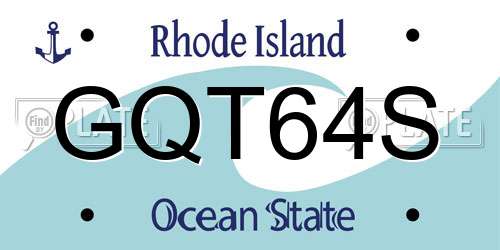 GQT64S Rhode Island License Plate