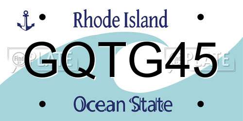 GQTG45 Rhode Island License Plate