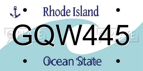 GQW445 Rhode Island License Plate