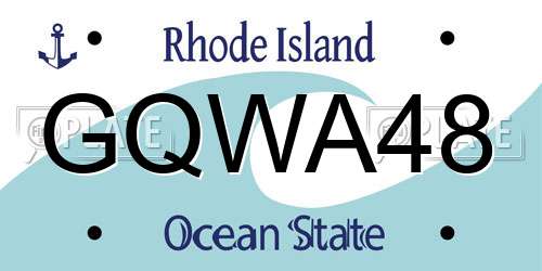 GQWA48 Rhode Island License Plate