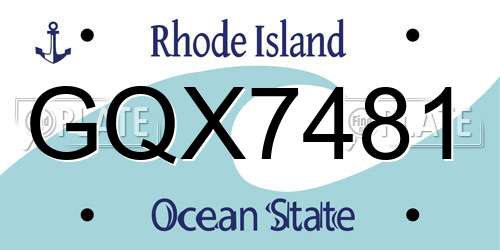 GQX7481 Rhode Island License Plate