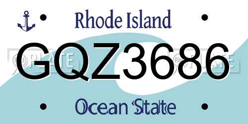 GQZ3686 Rhode Island License Plate