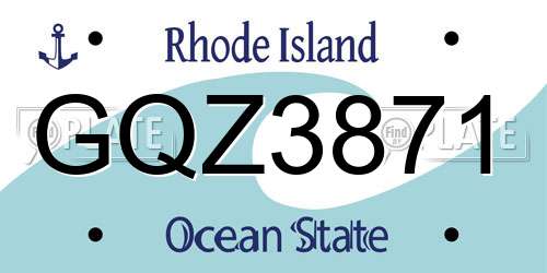 GQZ3871 Rhode Island License Plate