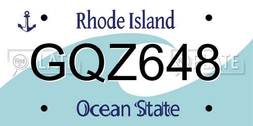GQZ648 Rhode Island License Plate
