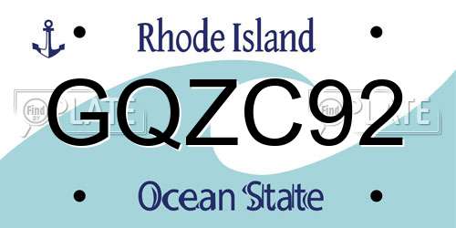 GQZC92 Rhode Island License Plate