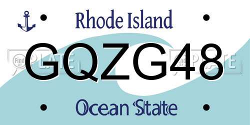 GQZG48 Rhode Island License Plate