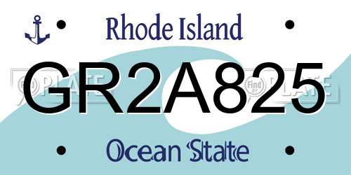 GR2A825 Rhode Island License Plate