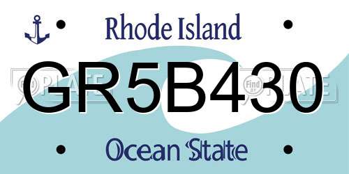 GR5B430 Rhode Island License Plate