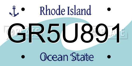 GR5U891 Rhode Island License Plate