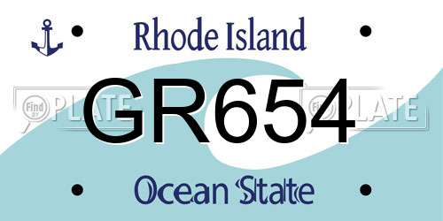 GR654 Rhode Island License Plate