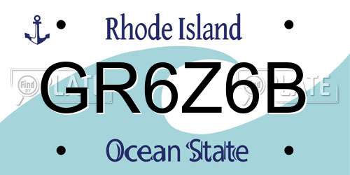 GR6Z6B Rhode Island License Plate