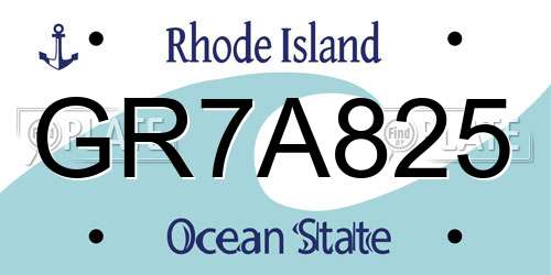 GR7A825 Rhode Island License Plate