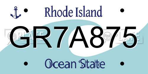 GR7A875 Rhode Island License Plate