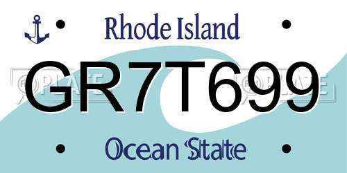 GR7T699 Rhode Island License Plate