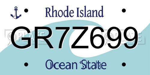 GR7Z699 Rhode Island License Plate