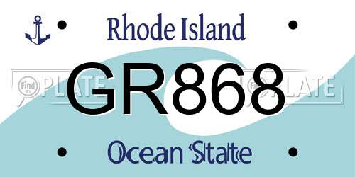 GR868 Rhode Island License Plate