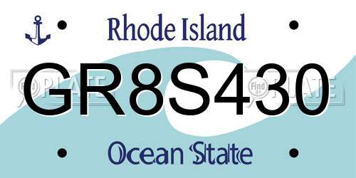 GR8S430 Rhode Island License Plate