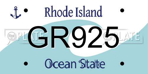 GR925 Rhode Island License Plate