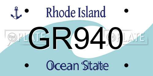 GR940 Rhode Island License Plate