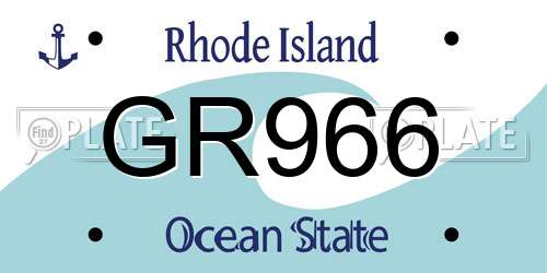 GR966 Rhode Island License Plate