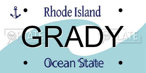 GRADY Rhode Island License Plate