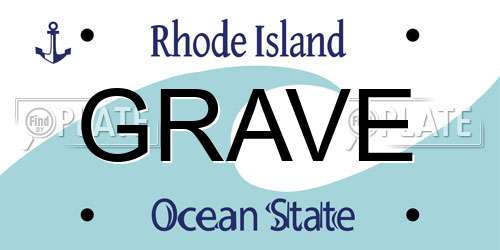 GRAVE Rhode Island License Plate