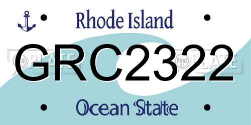 GRC2322 Rhode Island License Plate