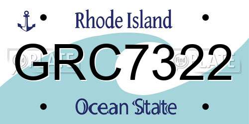 GRC7322 Rhode Island License Plate