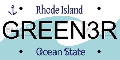 GREEN3R Rhode Island License Plate
