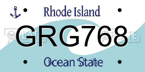 GRG768 Rhode Island License Plate