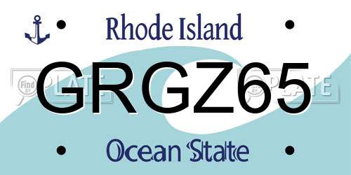 GRGZ65 Rhode Island License Plate