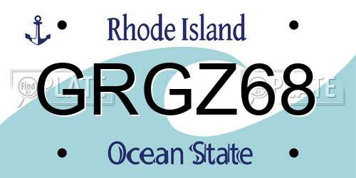 GRGZ68 Rhode Island License Plate