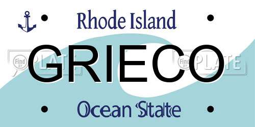 GRIECO Rhode Island License Plate