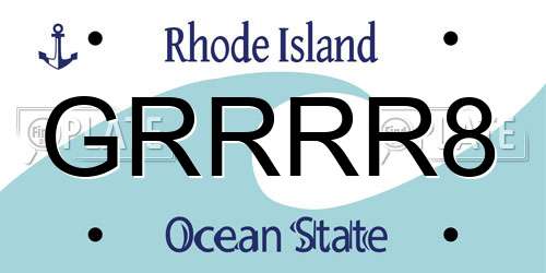 GRRRR8 Rhode Island License Plate