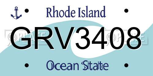 GRV3408 Rhode Island License Plate