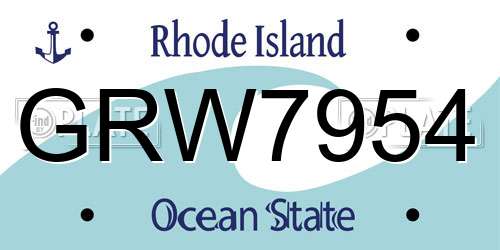 GRW7954 Rhode Island License Plate