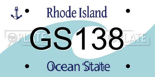 GS138 Rhode Island License Plate