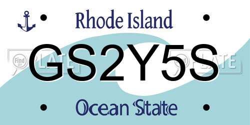 GS2Y5S Rhode Island License Plate