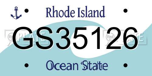 GS35126 Rhode Island License Plate