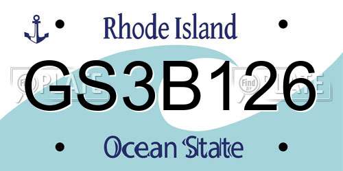 GS3B126 Rhode Island License Plate