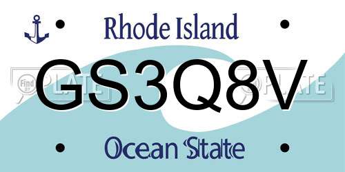 GS3Q8V Rhode Island License Plate