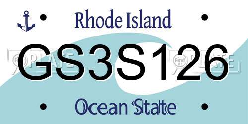 GS3S126 Rhode Island License Plate