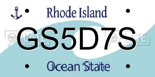 GS5D7S Rhode Island License Plate